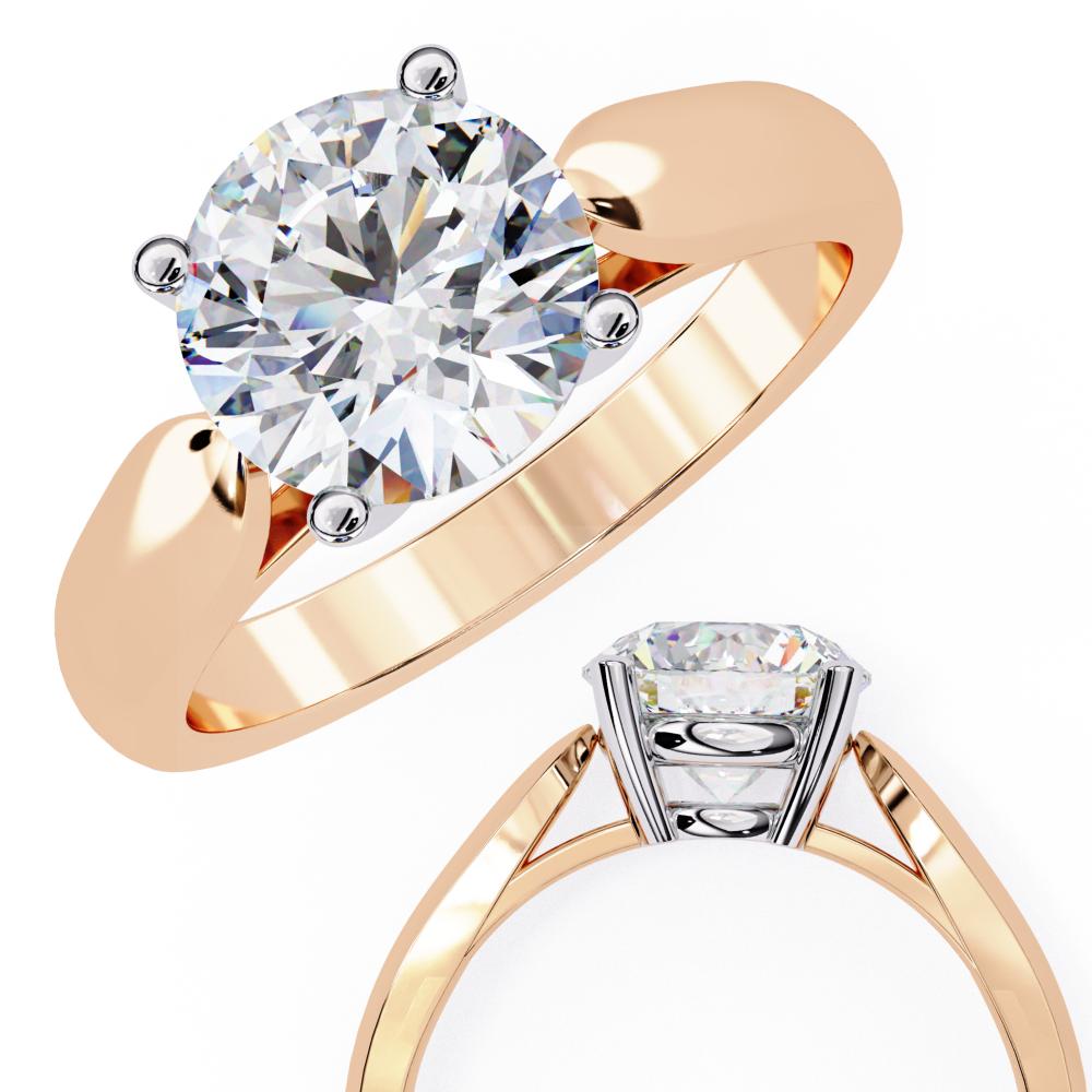 Round Solitaire With Pointer Band Engagement Ring