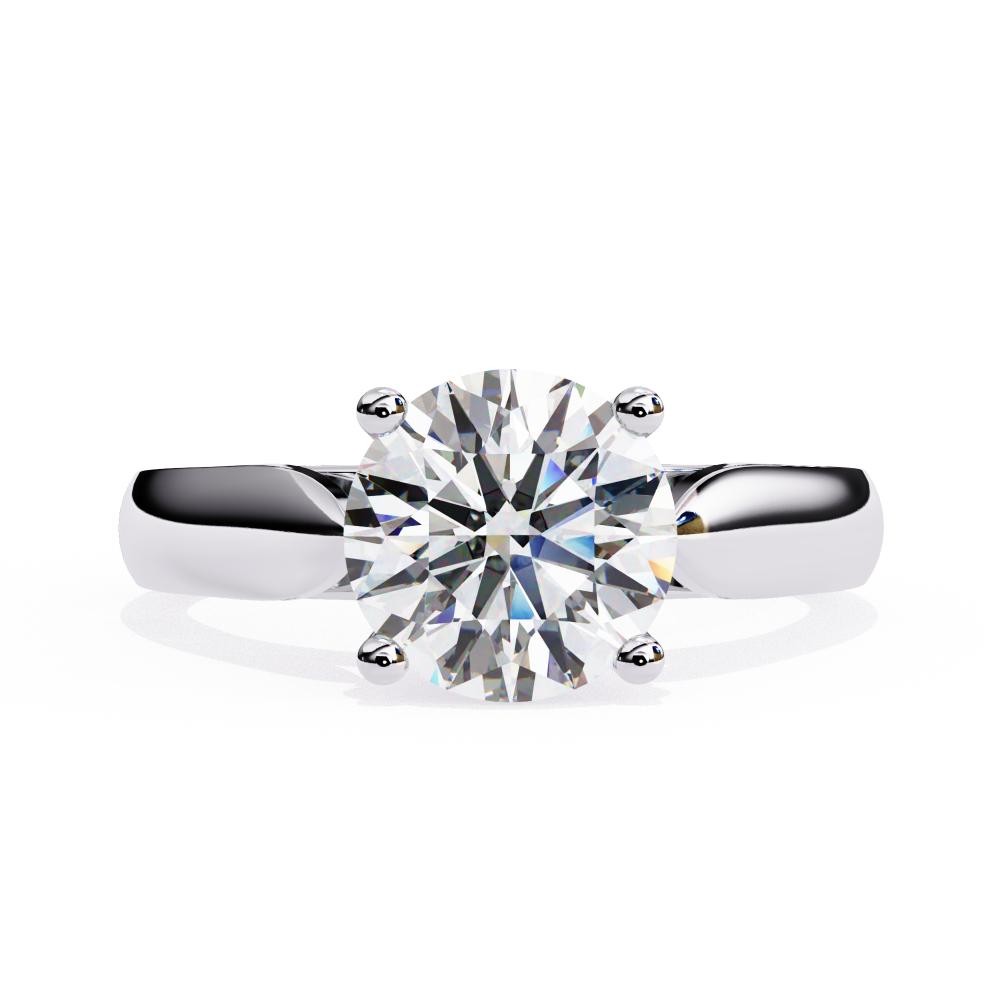 Round Solitaire With Pointer Band Engagement Ring