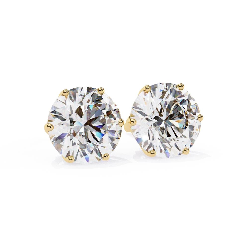 Round Six Prong Set Stud Earrings