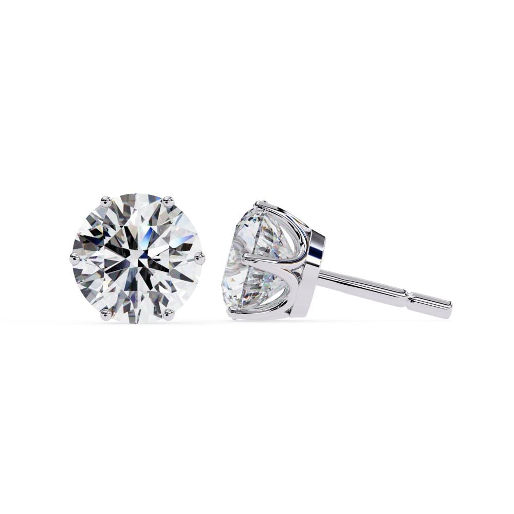 Round Six Prong Set Stud Earrings