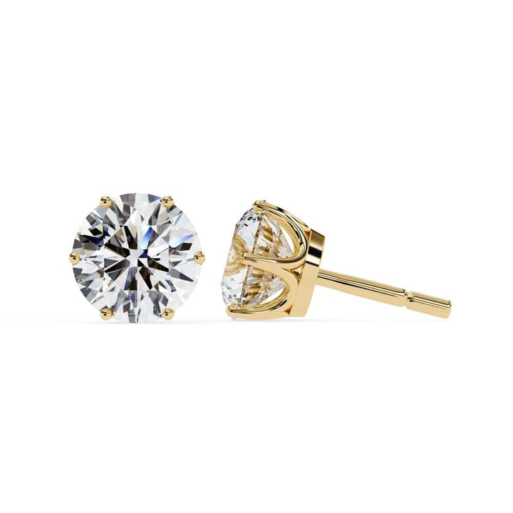 Round Six Prong Set Stud Earrings