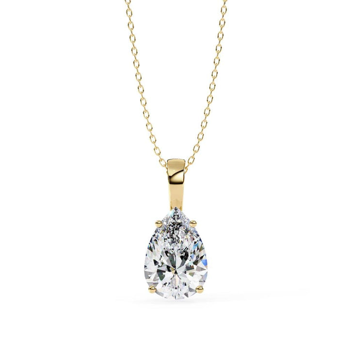 Pear Solitaire Pendant with Chain