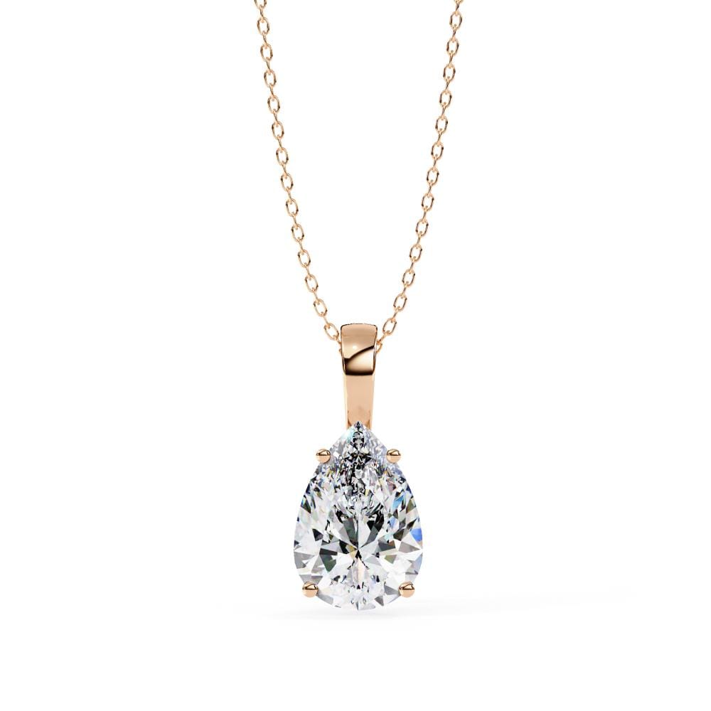 Pear Solitaire Pendant with Chain
