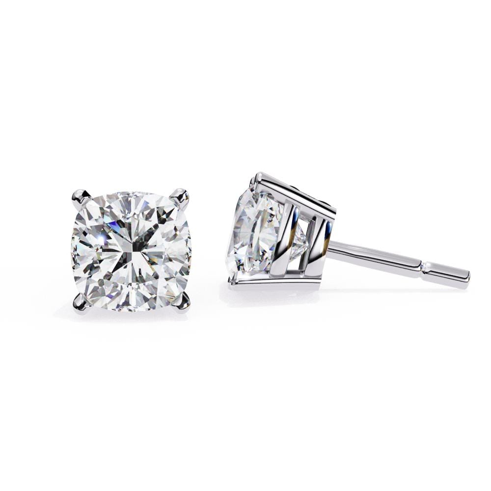 Cushion Solitaire Stud Earrings