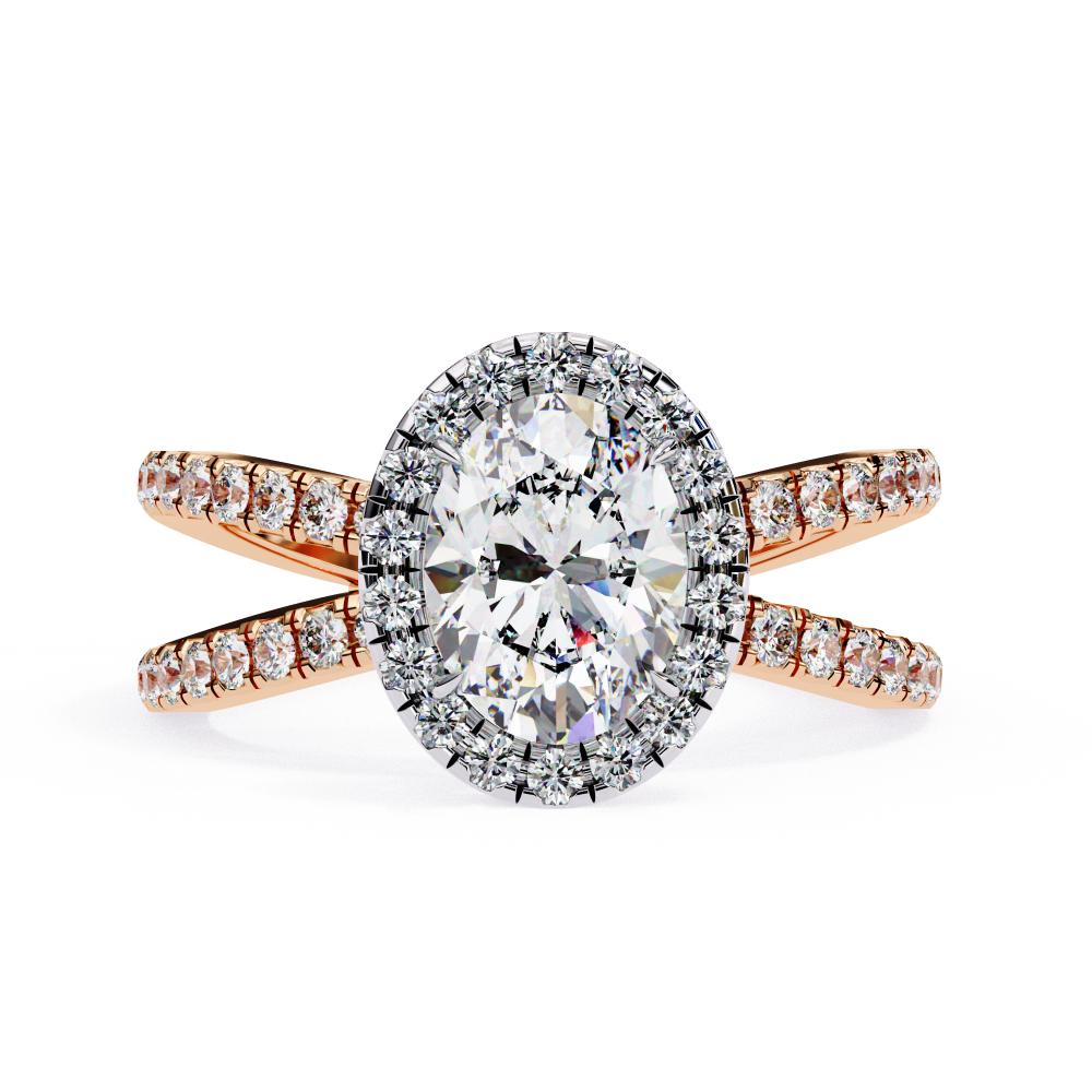 Oval Halo With Split Shank Engagement Ring