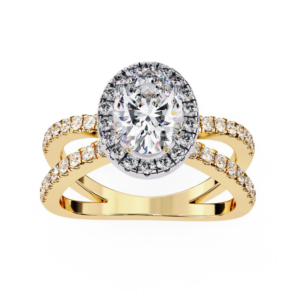 Oval Halo With Split Shank Engagement Ring