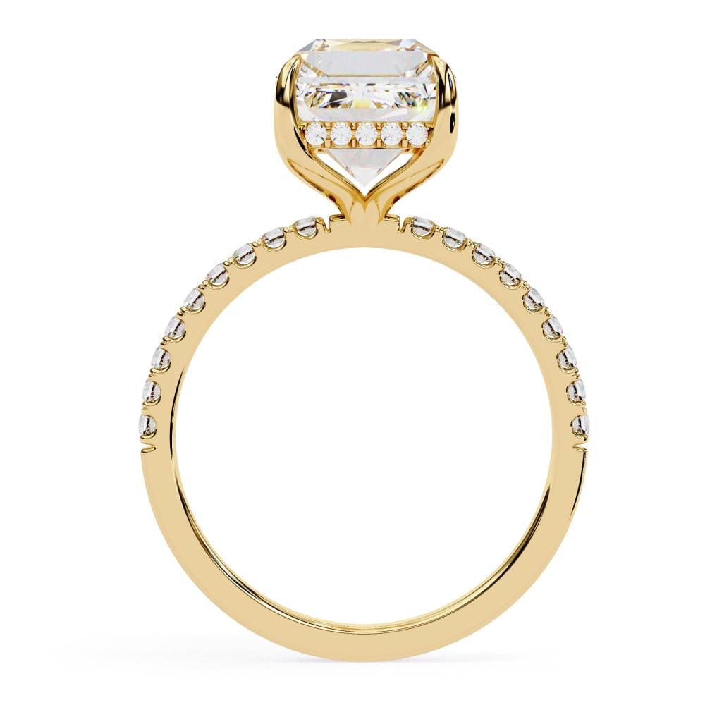 Emerald Hidden Halo with Pave Engagement ring