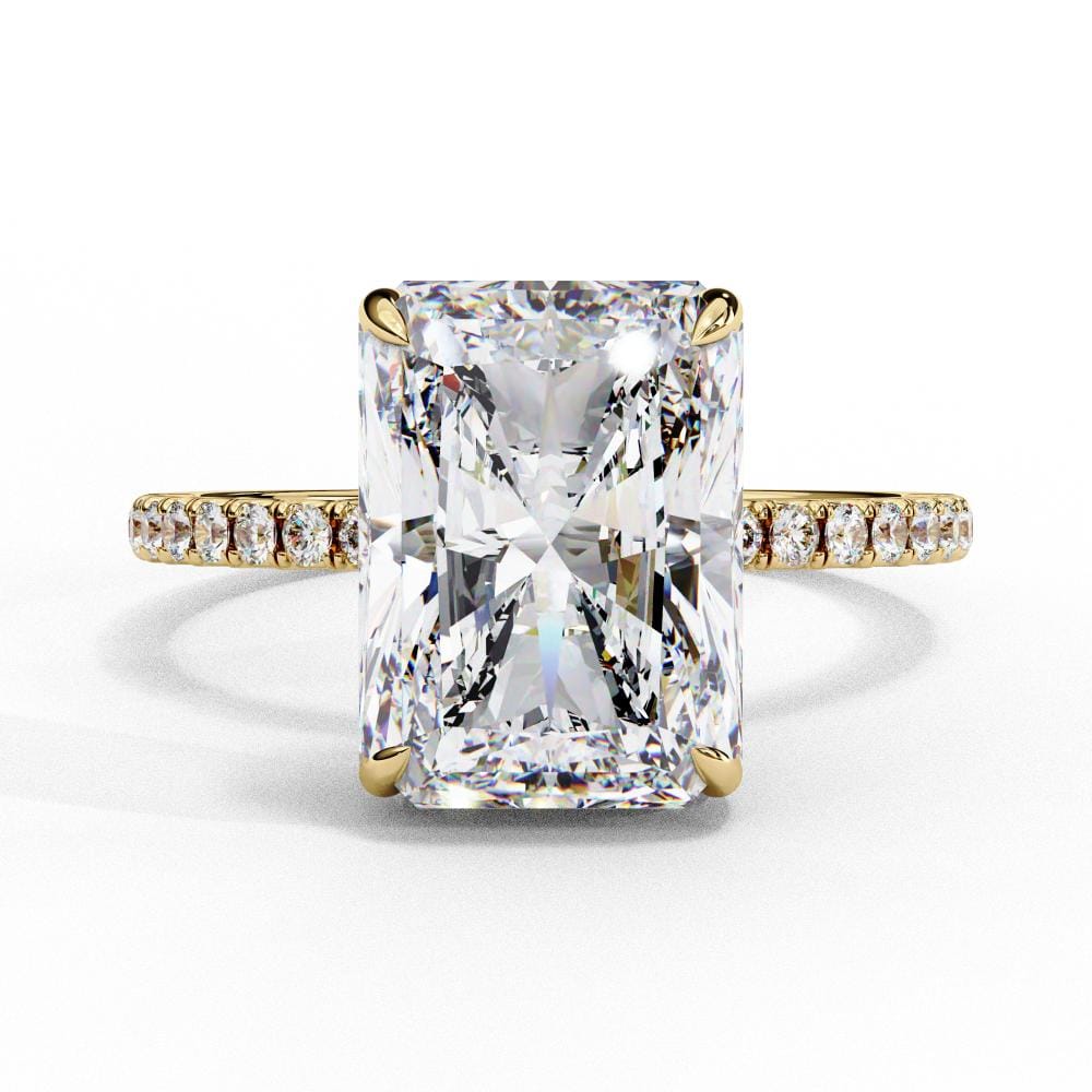 Radiant Hidden Halo With Pave Band Engagement Ring