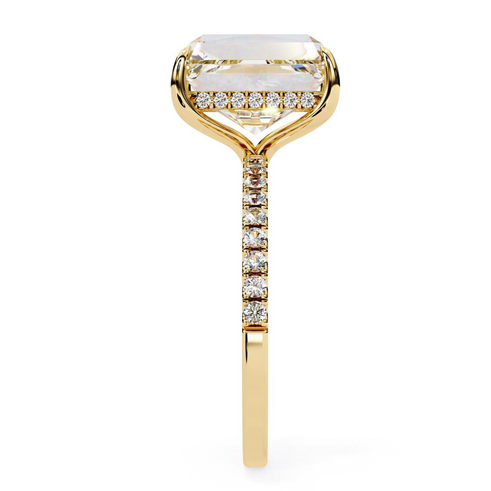 Emerald Cut Hidden Halo Engagement Ring