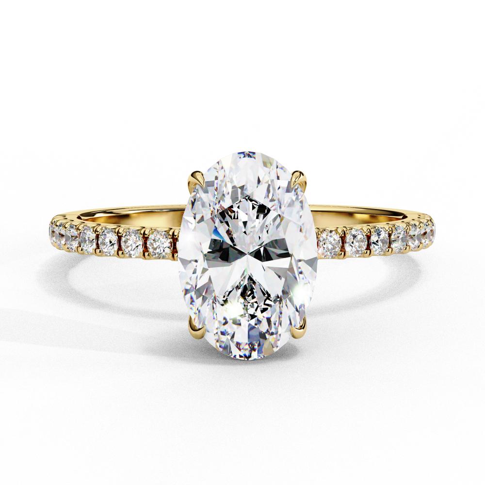 Oval Hidden Halo with Pave Engagement ring 1