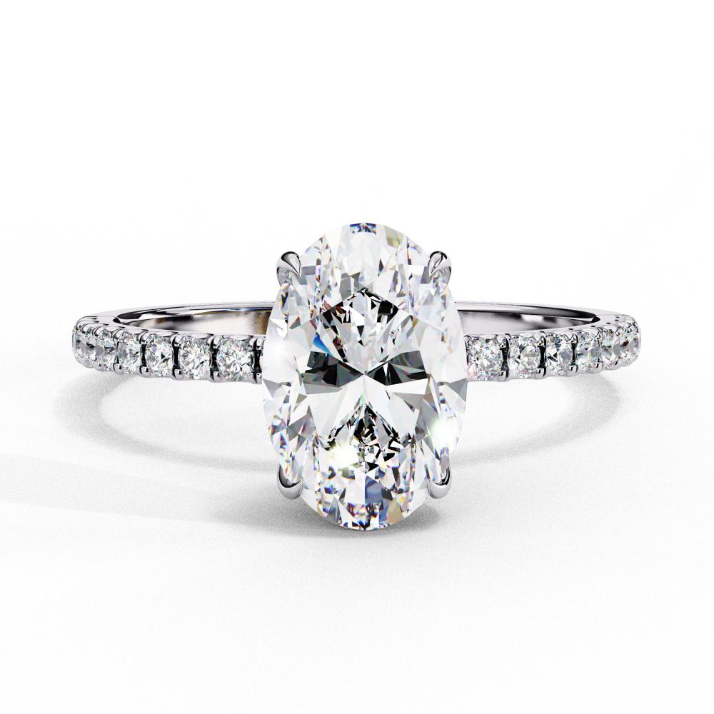 Oval Hidden Halo with Pave Engagement ring 1