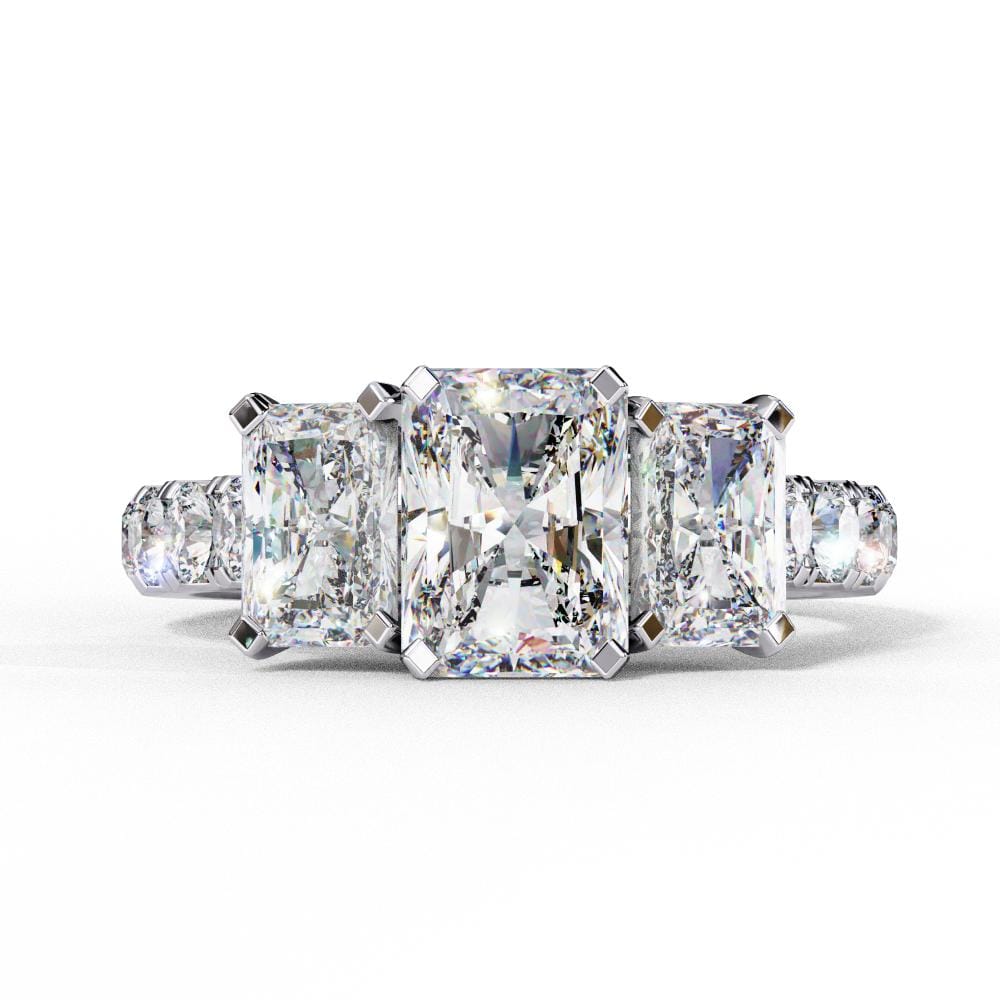 Radiant Three Stone Engagement Ring