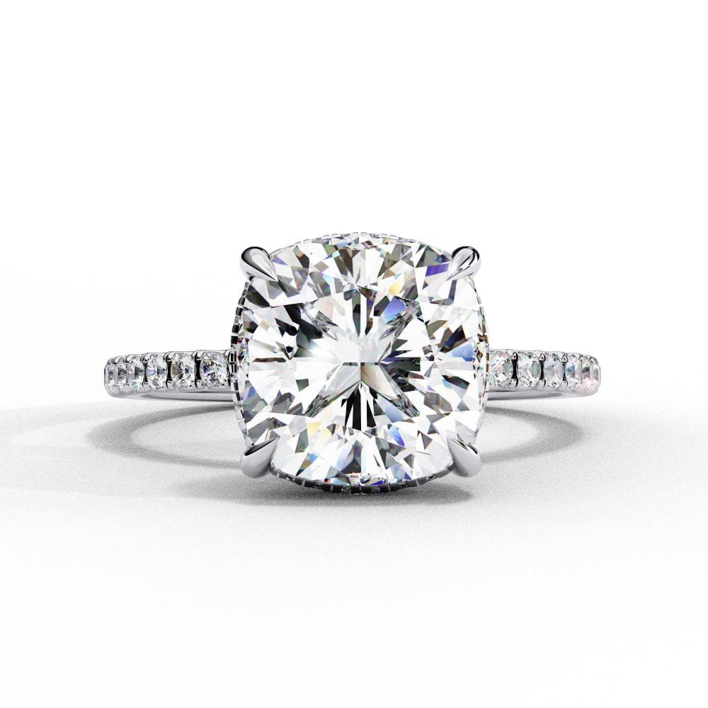 Cushion Hidden Halo with Pave Engagement ring