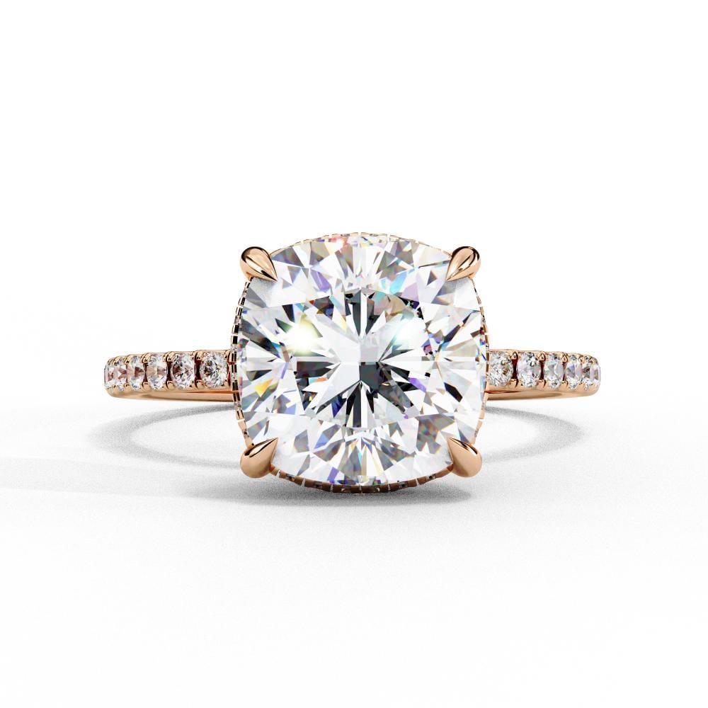 Cushion Hidden Halo with Pave Engagement ring