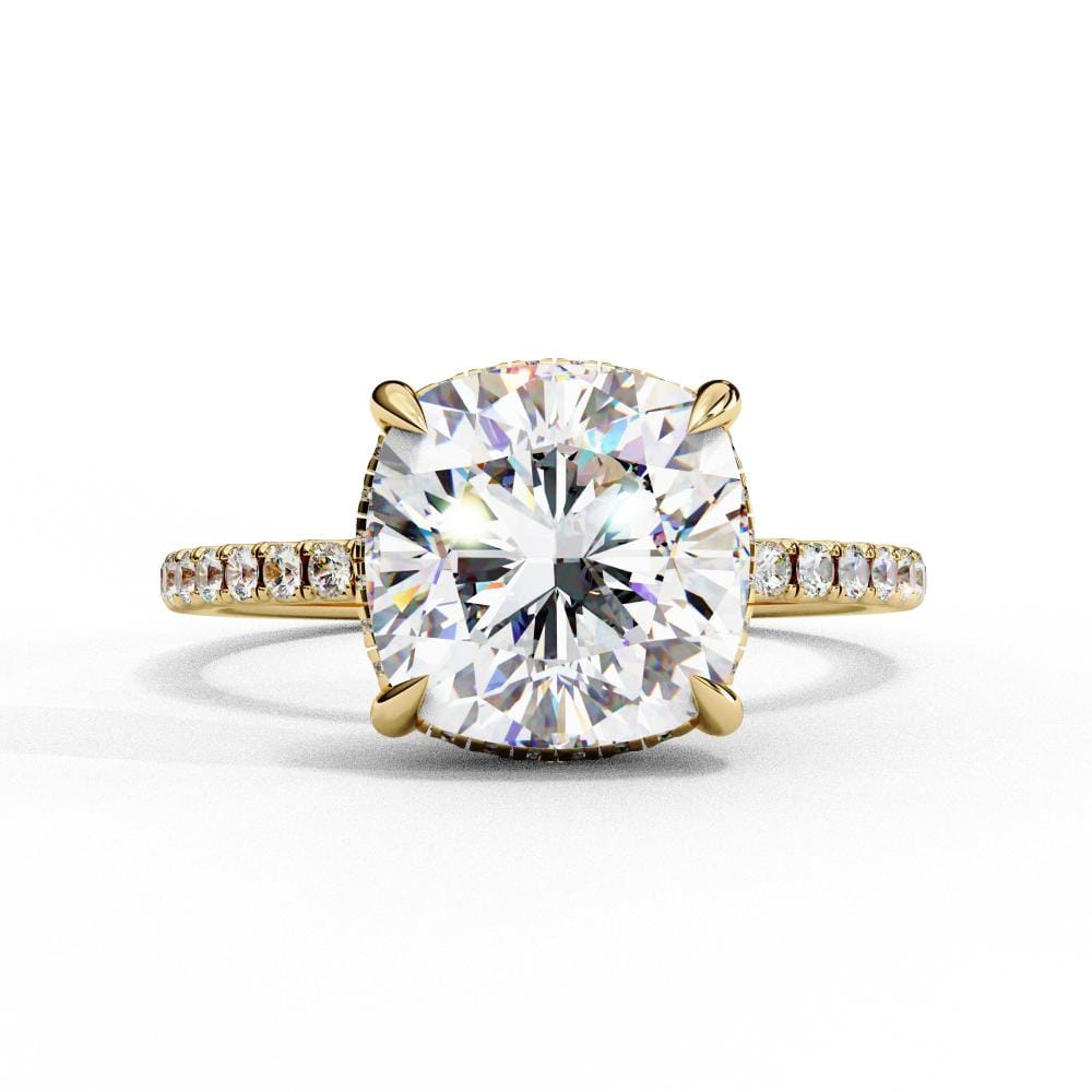 Cushion Hidden Halo With Pave Engagement Ring