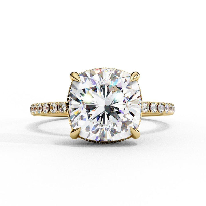 Cushion Hidden Halo with Pave Engagement ring