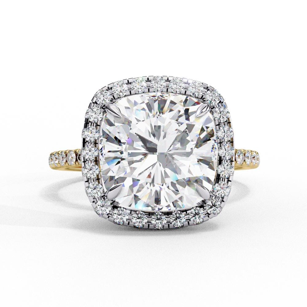 Cushion Halo With Pave Band Engagement Ring