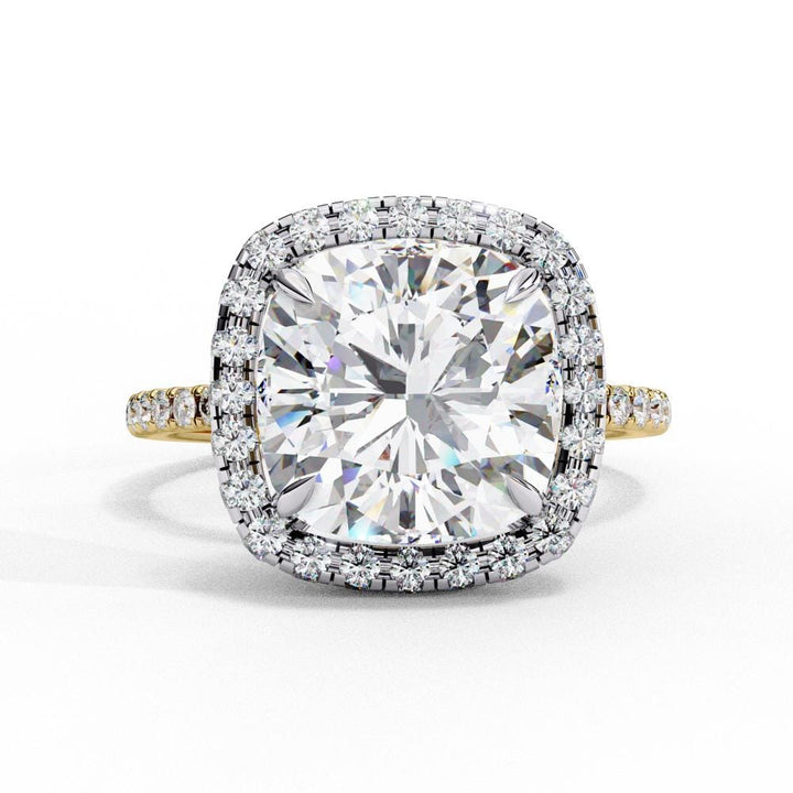 Cushion Halo With Pave Band Engagement Ring