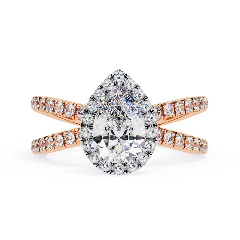 Pear Halo with Split Shank Engagement Ring