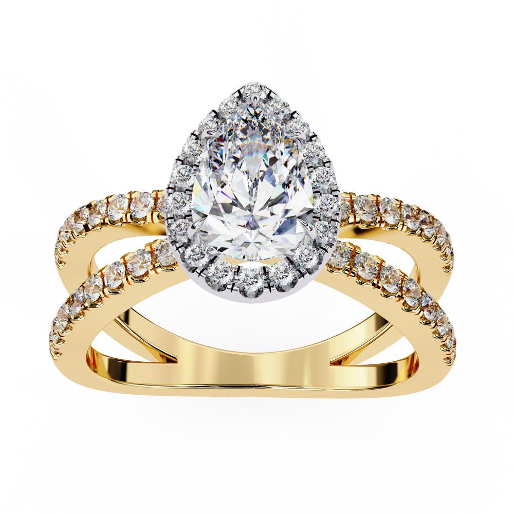 Pear Halo with Split Shank Engagement Ring