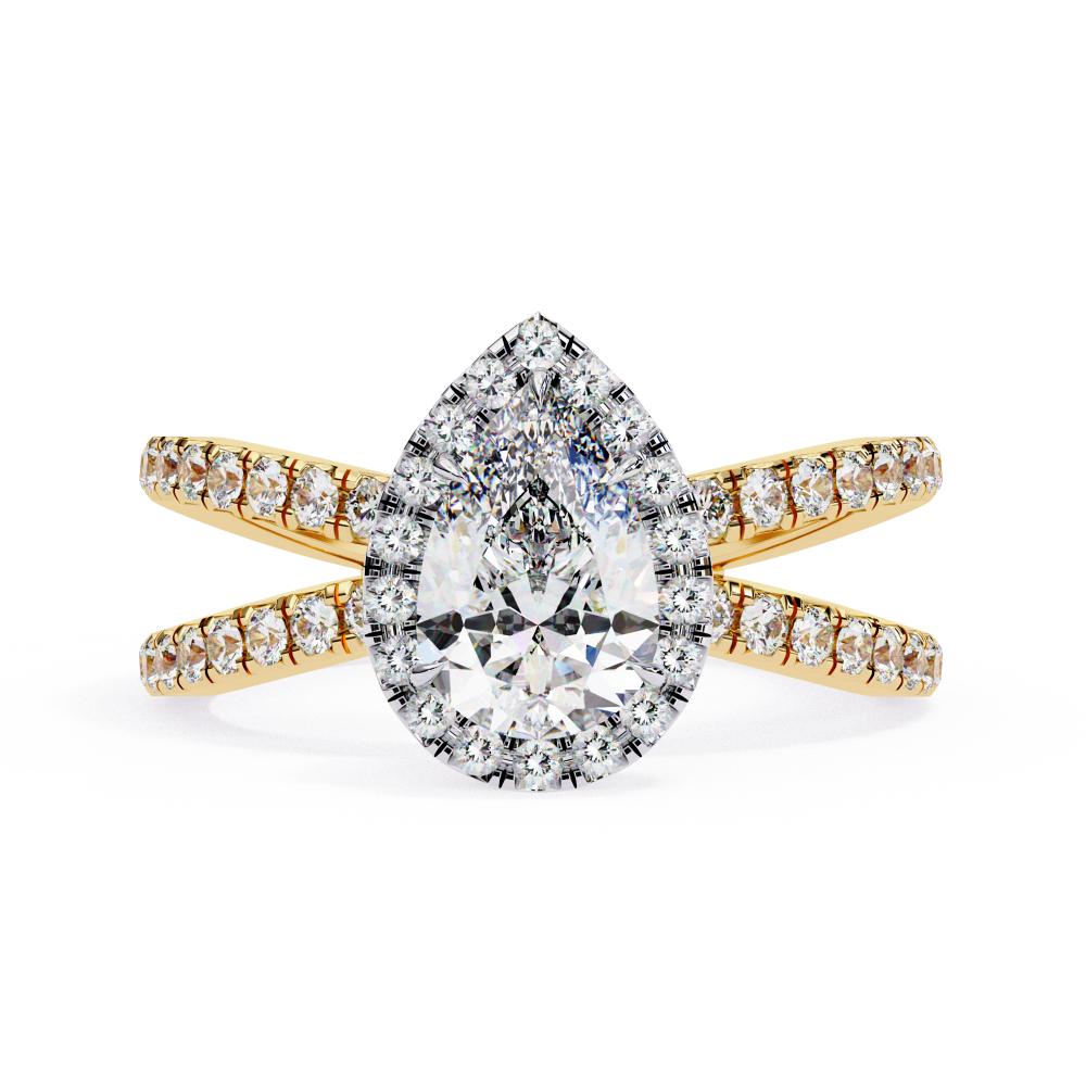 Pear Halo Split Shank Engagement Ring