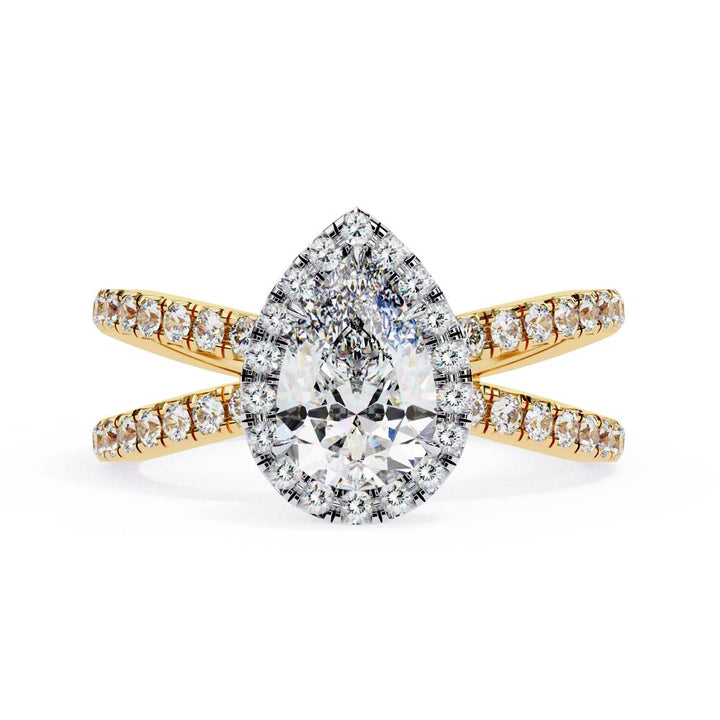 Pear Halo Split Shank Engagement Ring