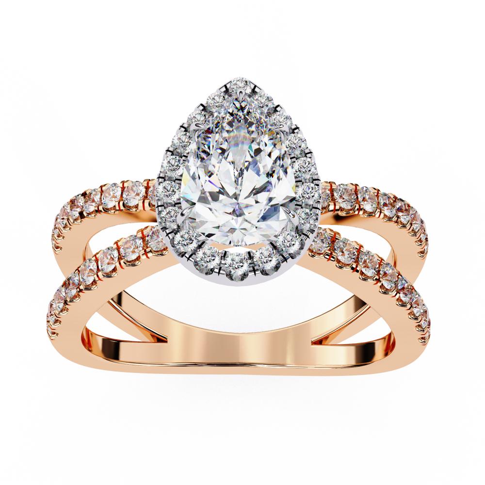 Pear Halo with Split Shank Engagement Ring