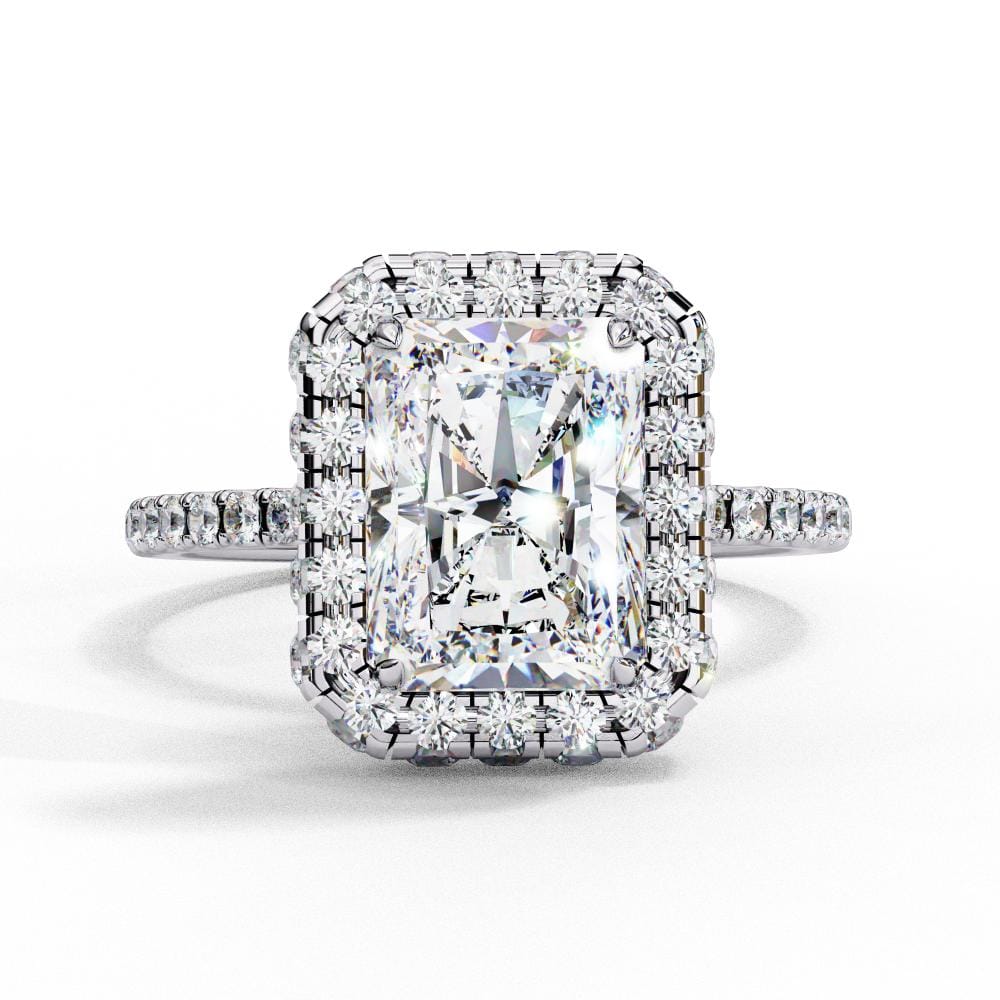 Radiant Unique Halo Engagement Ring