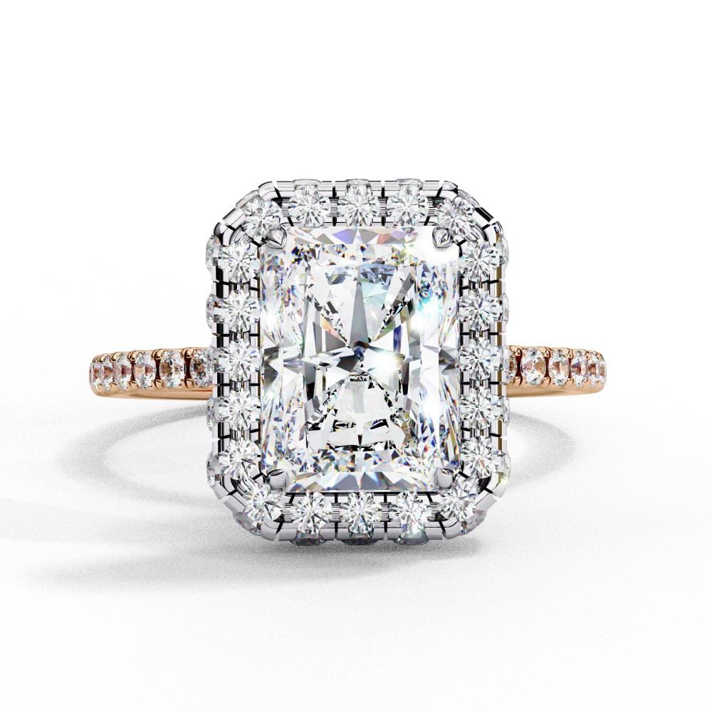Radiant Unique Halo Engagement Ring