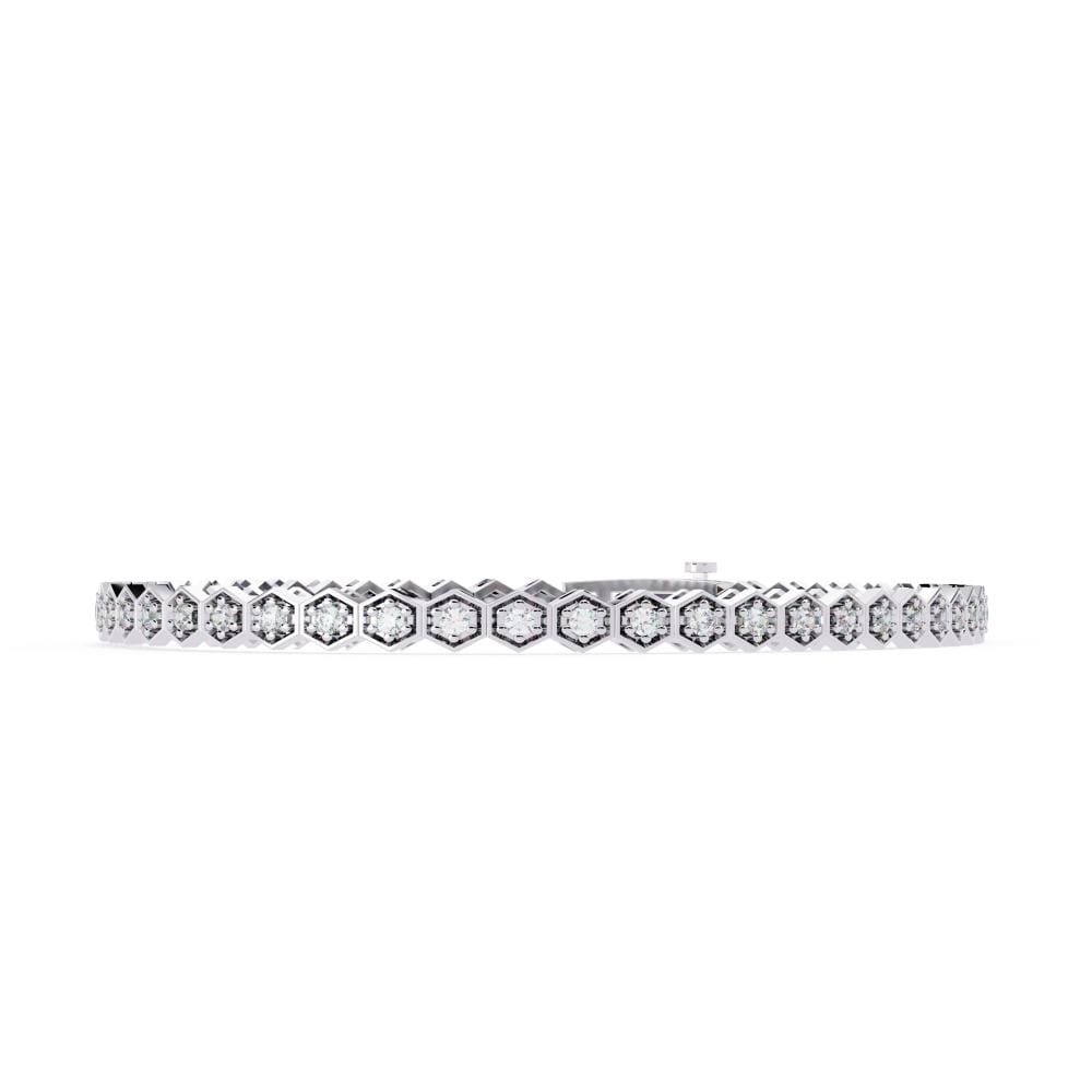 Hexagon Shape With Round Tennis Moissanite Bracelet