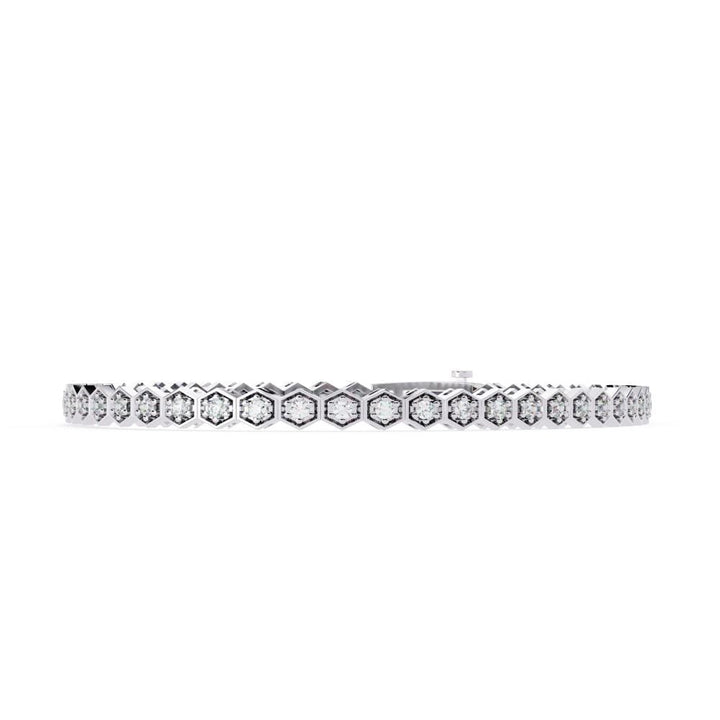 Hexagon Shape With Round Tennis Moissanite Bracelet
