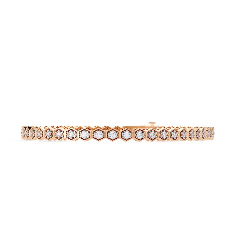 Hexagon Shape With Round Tennis Moissanite Bracelet