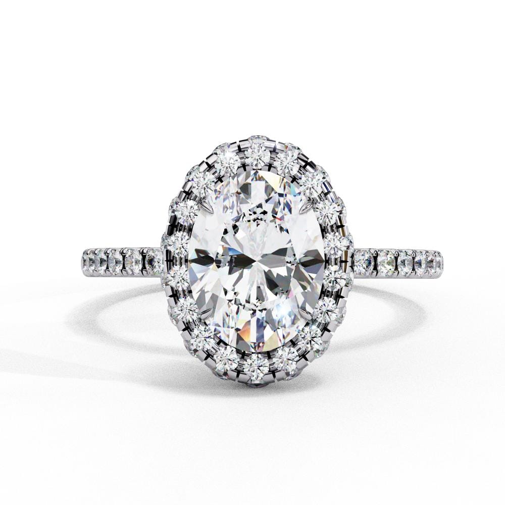 Oval Unique Halo Engagement Ring