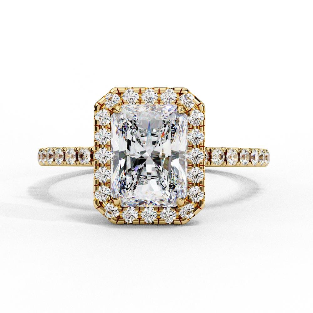 radiant halo engagement ring
