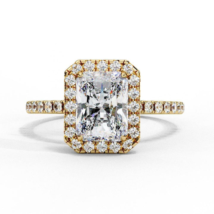 radiant halo engagement ring