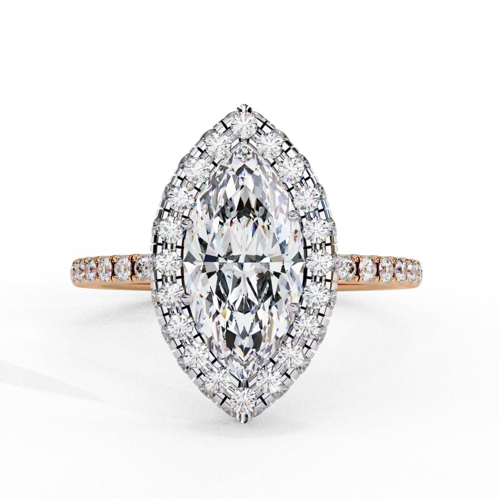 Marquise Unique Halo Engagement Ring
