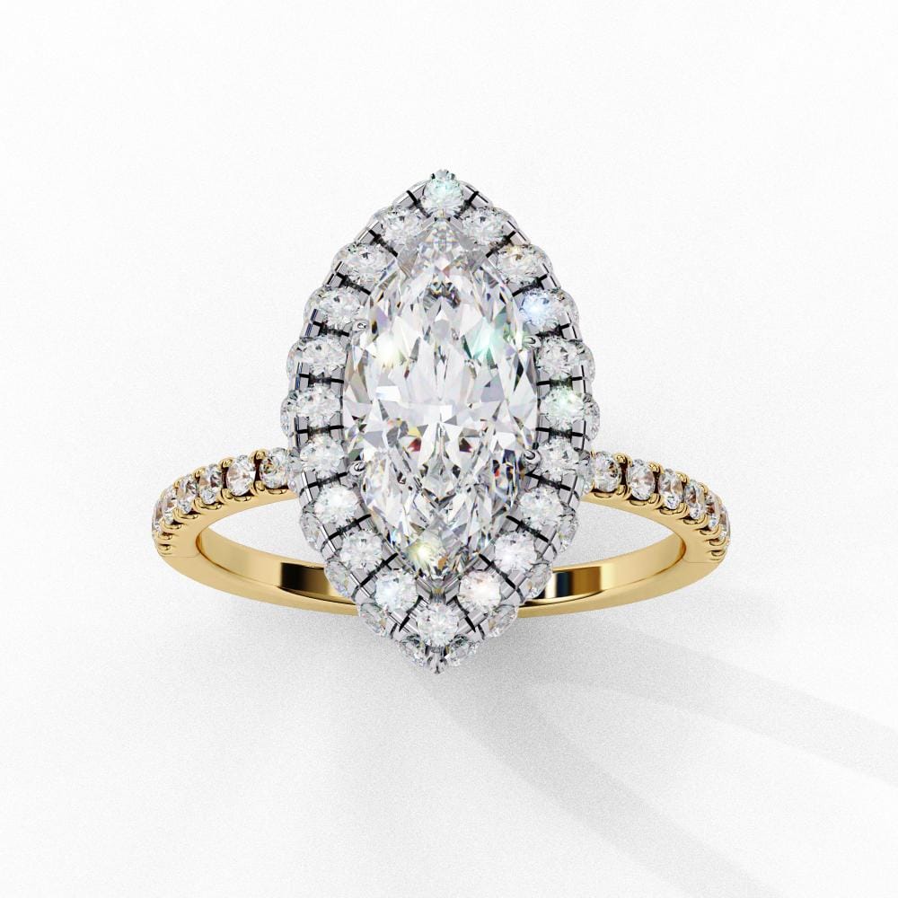 Marquise Unique Halo Engagement Ring