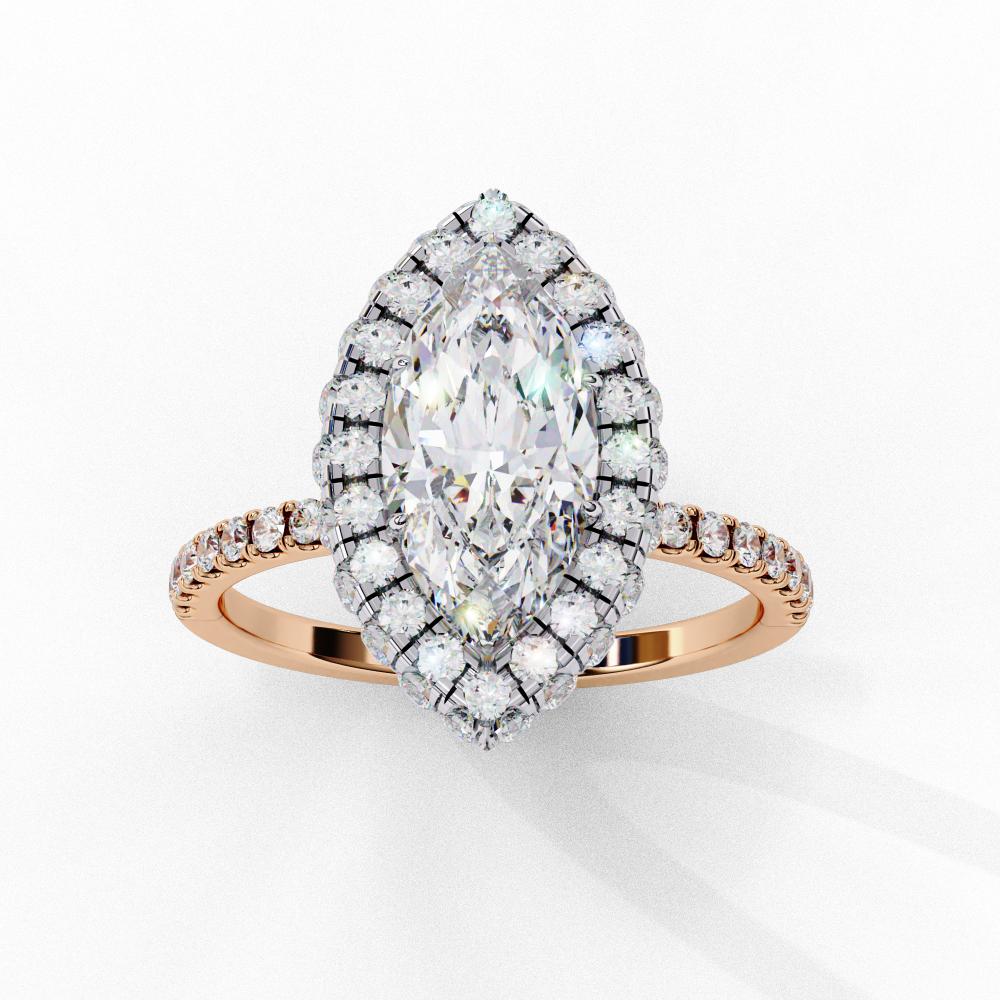 Marquise Unique Halo Engagement Ring
