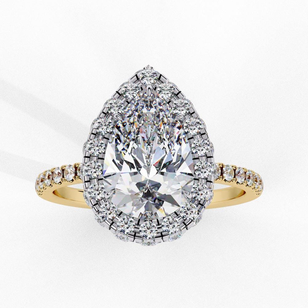 Pear Unique Halo Engagement Ring