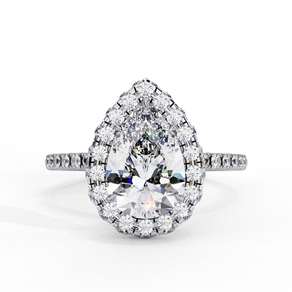 Pear Unique Halo Engagement Ring