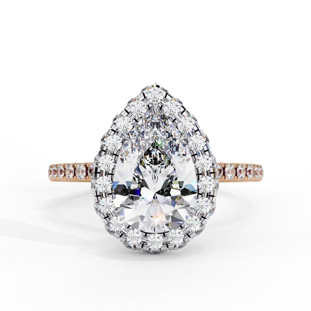 Pear Unique Halo Engagement Ring