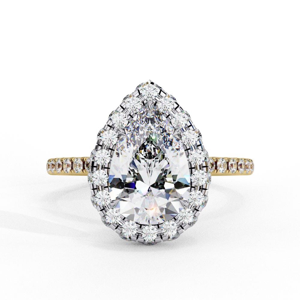 Pear Unique Halo Engagement Ring
