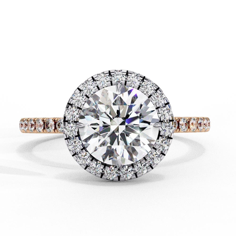 Round Unique Halo Engagement Ring
