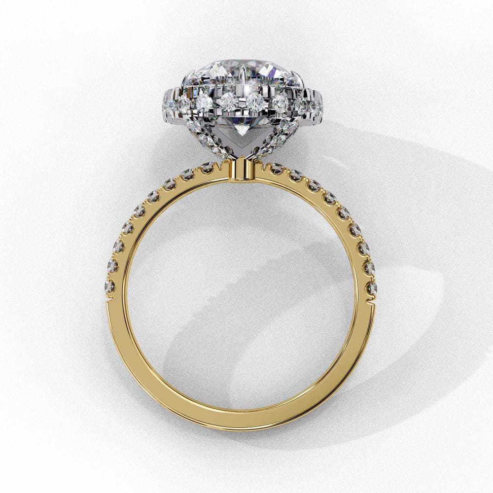 Round Unique Halo Engagement Ring