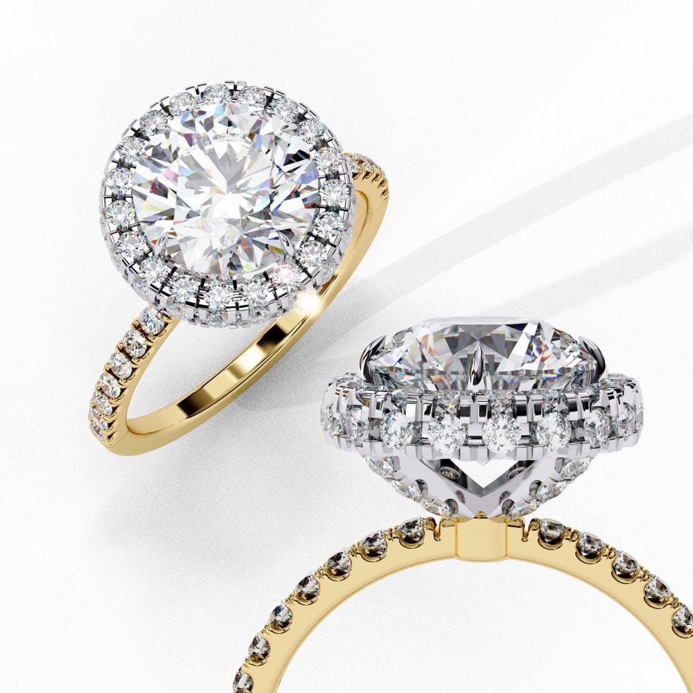 Round Unique Halo Engagement Ring