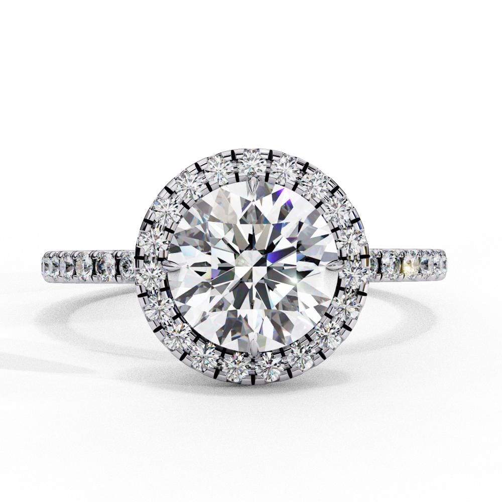 Round Unique Halo Engagement Ring