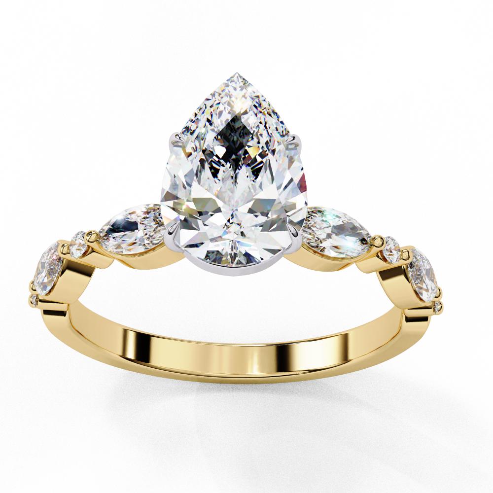 Pear Solitaire With Accent Engagement Ring