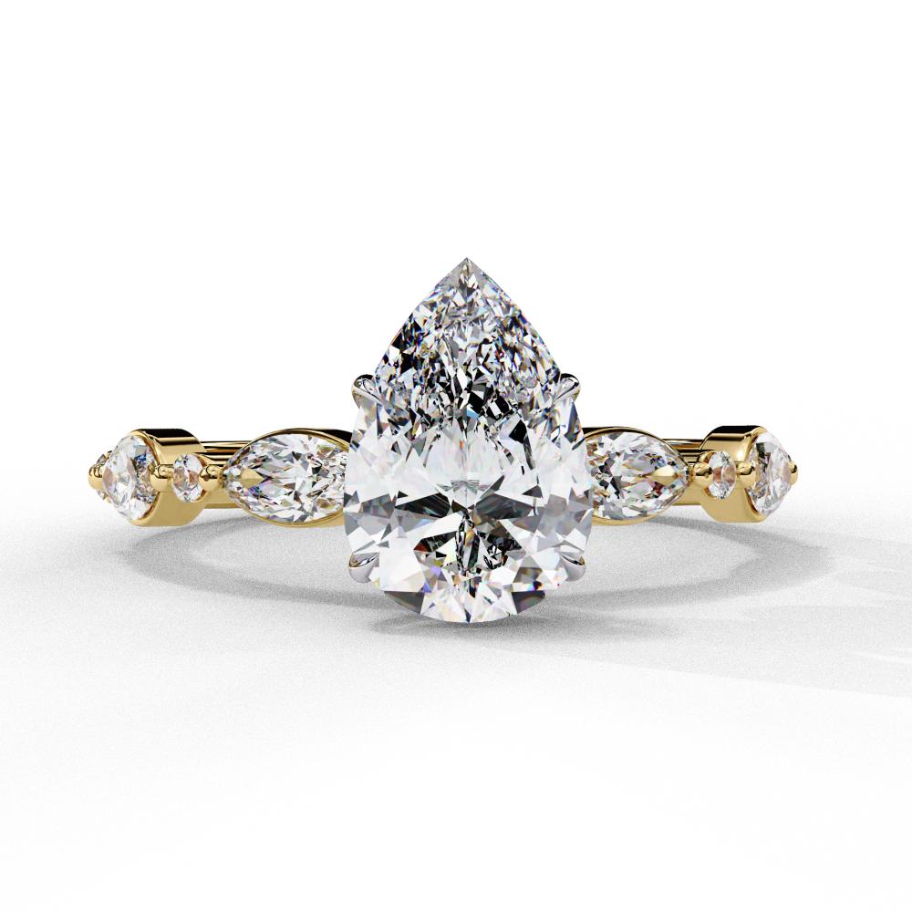 Pear Solitaire With Accent Engagement Ring