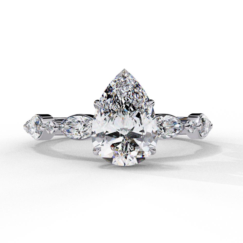 Pear Solitaire With Accent Engagement Ring