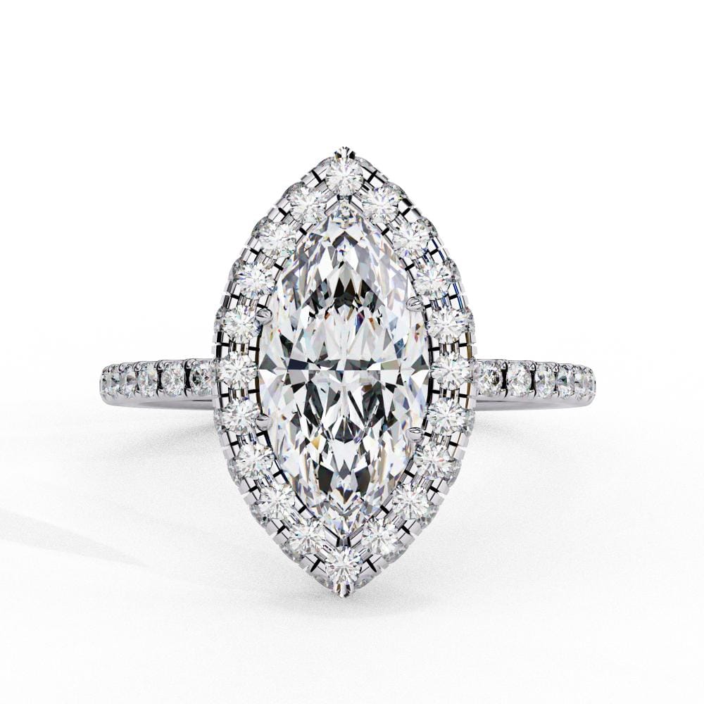 Marquise Unique Halo Engagement Ring